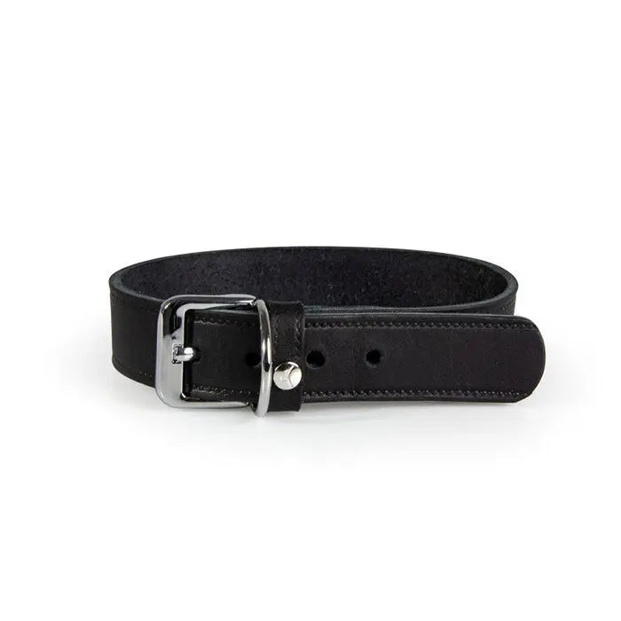 Læder halsbånd Weinheim 32-39 cm sort bred